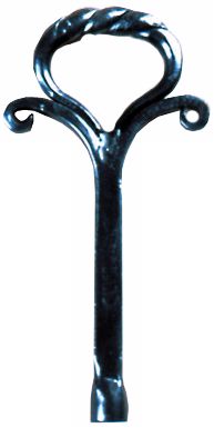 Graphite Powder Coated Wrought Iron 7" Fireplace Gas Key