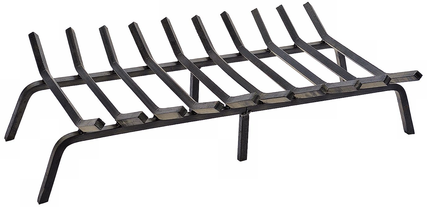 Black Powder Coated 36" Wide Non-Tapered Fireplace Grate