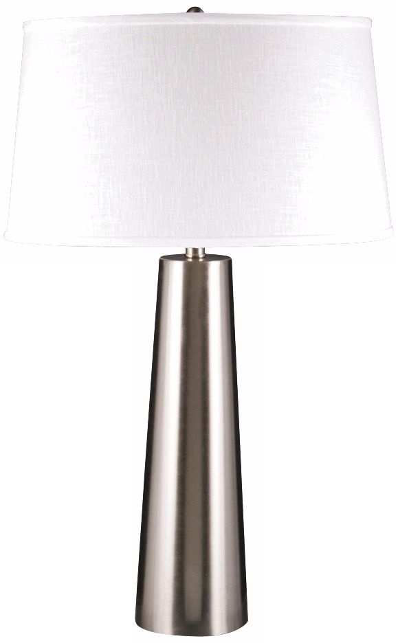 Seattle Satin Nickel Column with Cream Shade Table Lamp
