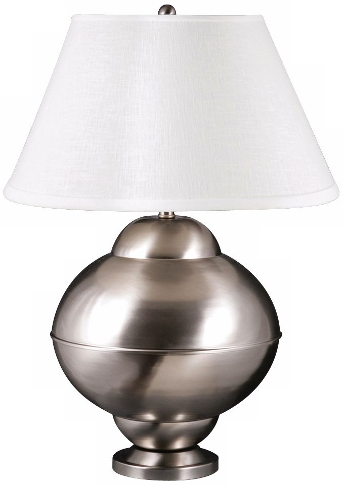 Potts Satin Nickel with Cream Shade Spun Metal Table Lamp
