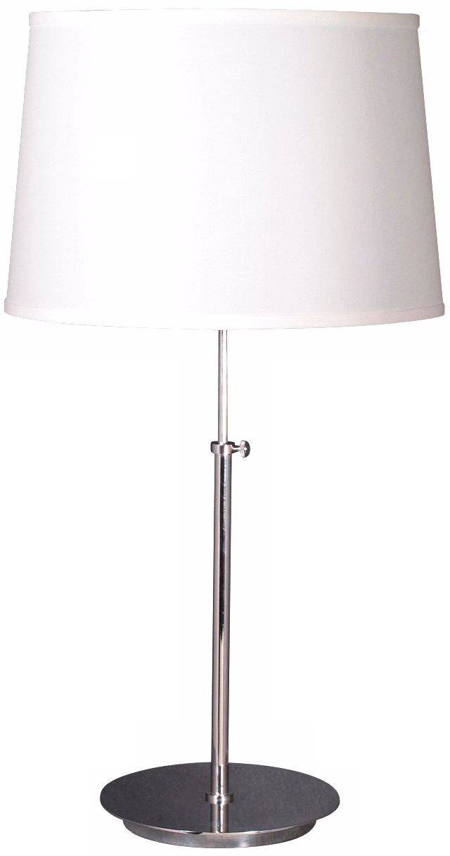 Lesley Polished Nickel and White Shade Adjustable Table Lamp