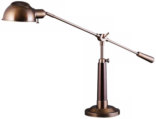 Palomar Dark Antique Brass and Mahogany Pharmacy Desk Lamp