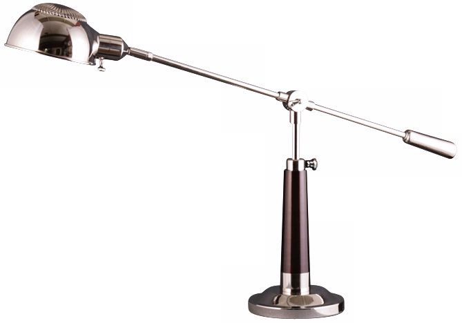 Palomar Polished Nickel and Mahogany Pharmacy Desk Lamp