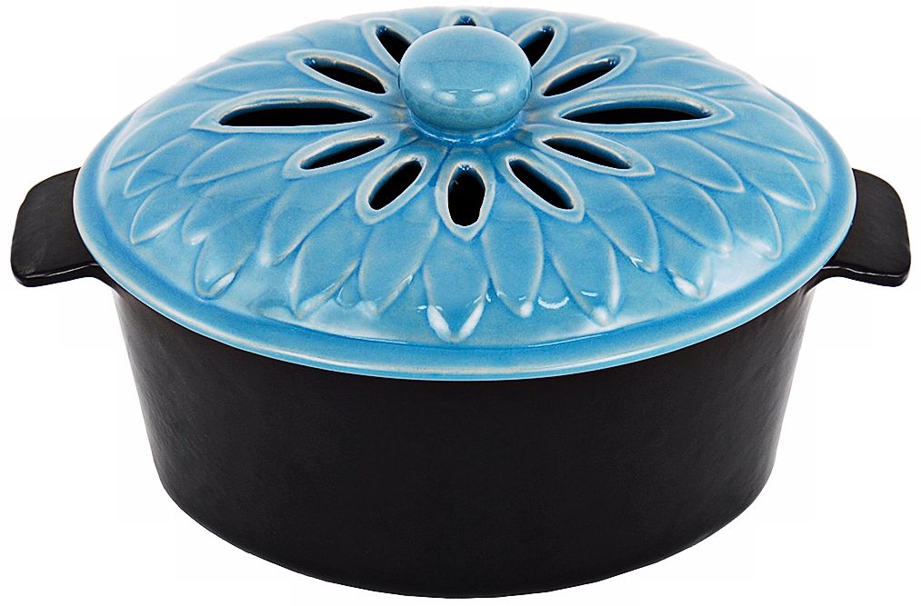 Azure 2 1/4 Quart Lotus Top Cast Iron Steamer Pot