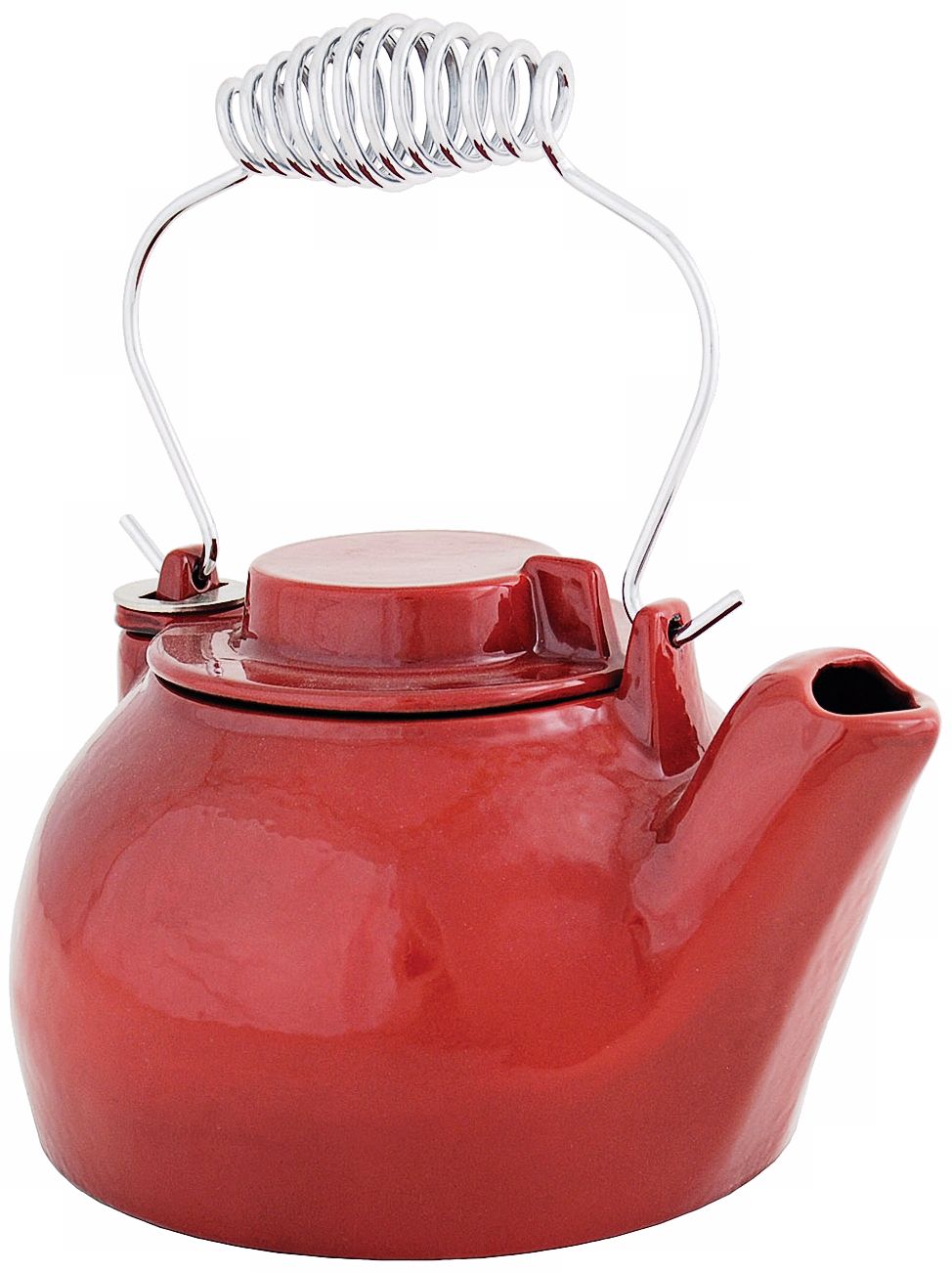 2 1/2 Quart Red Enameled Cast Iron Humidifier Kettle