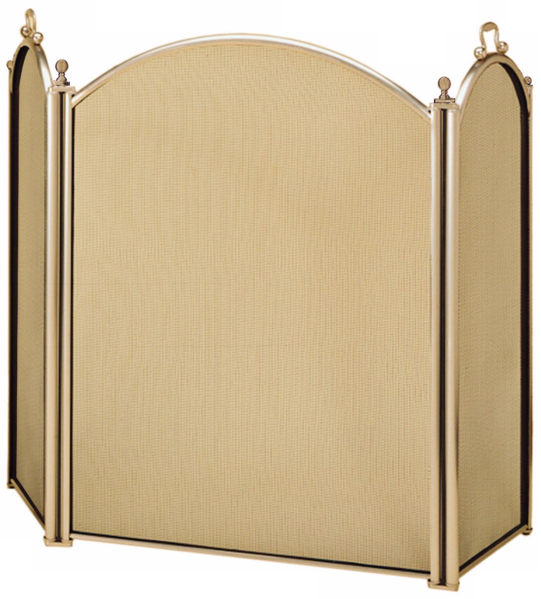 Three-Fold Brushed Steel Fireplace Screen