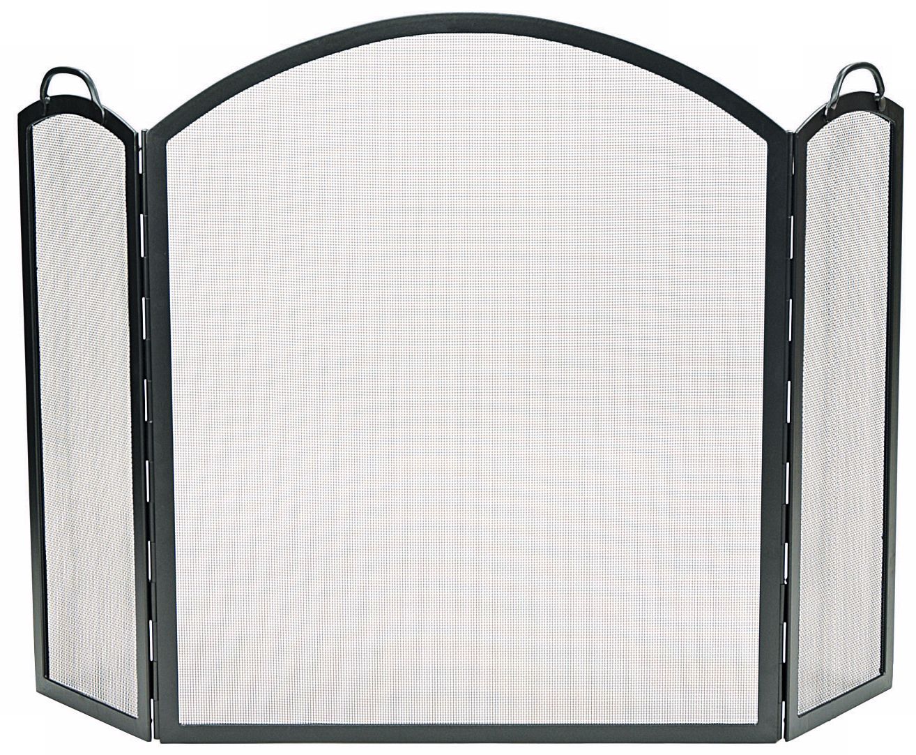 Three-Fold Graphite 34 1/2" High Arched Fireplace Screen