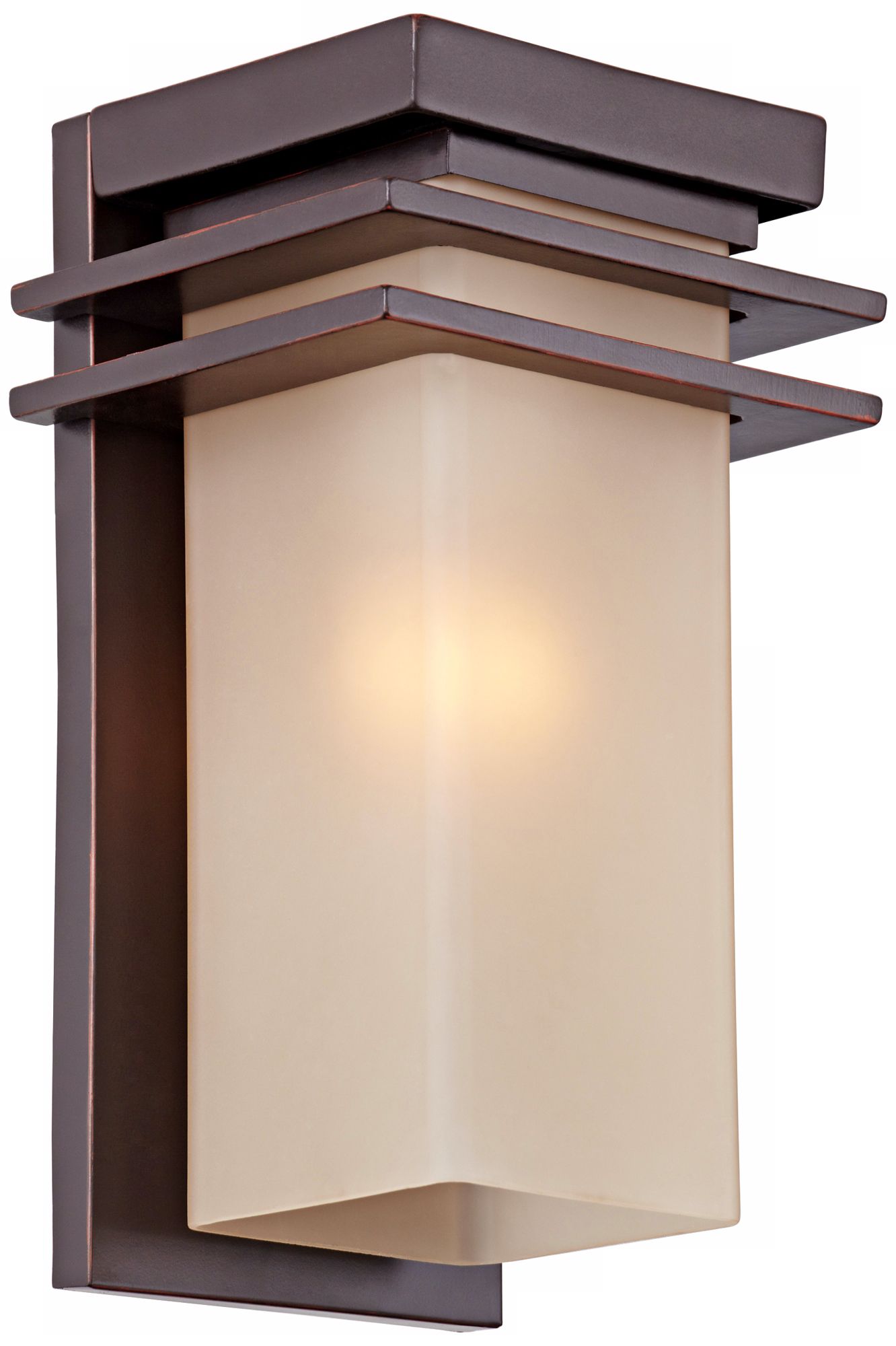 Bronze and Opal 15" High Rectangular Outdoor Wall Light