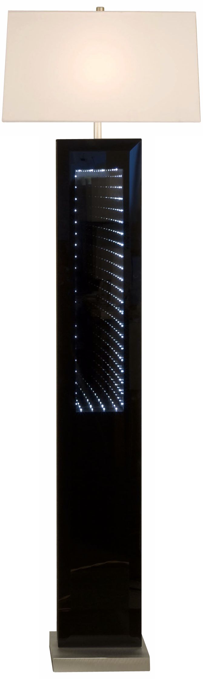 Phantom Black Glass Infinity Mirror Nova Floor Lamp