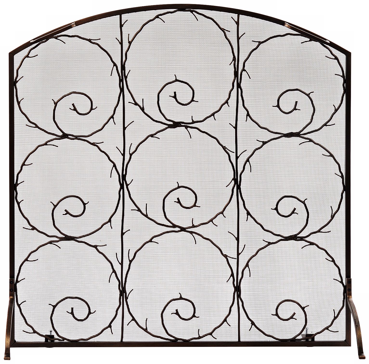 Twigs Roman Bronze 36" Square Flat Fireplace Screen