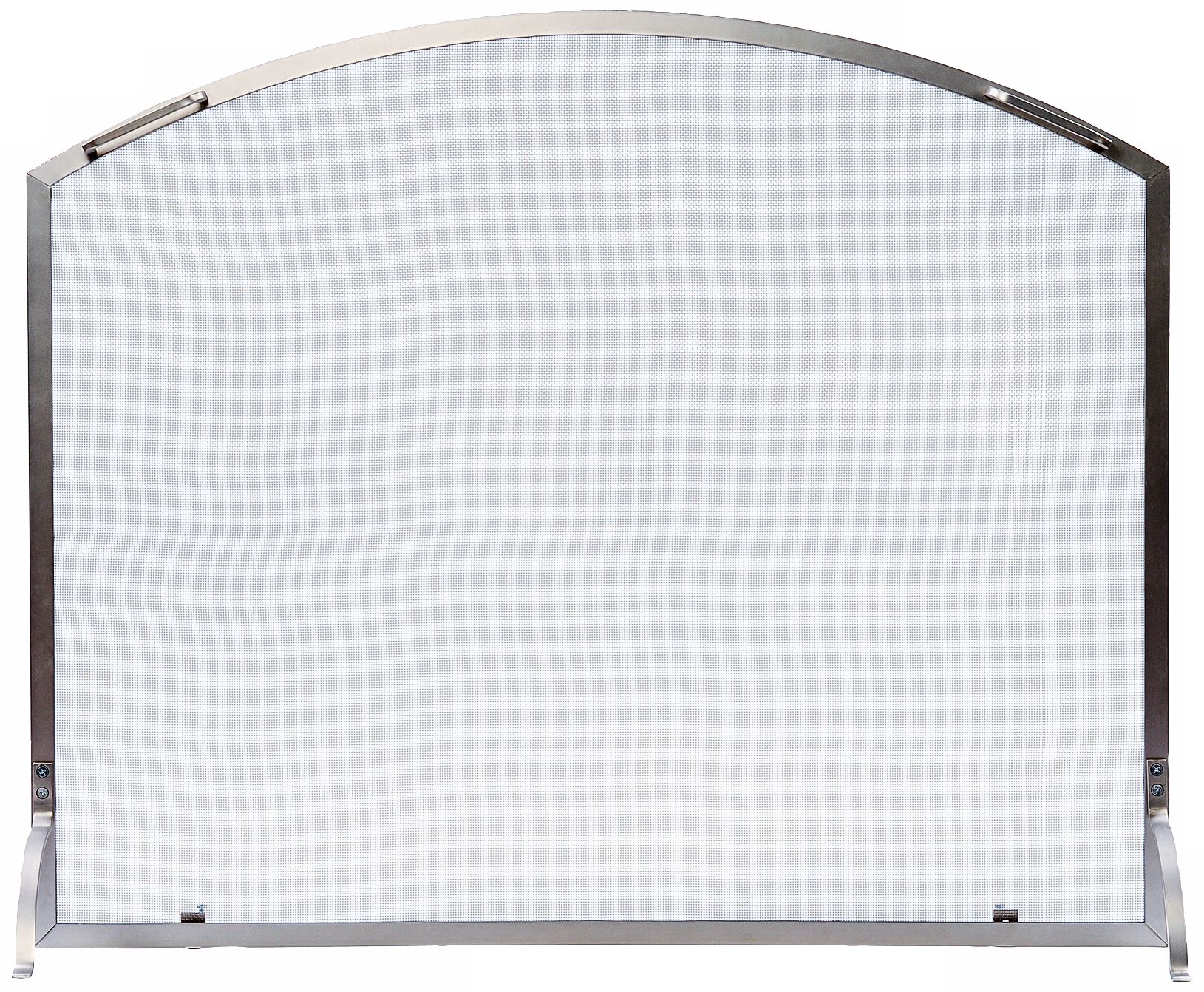 Neoclassic Brushed Steel 44" Wide Flat Fireplace Screen