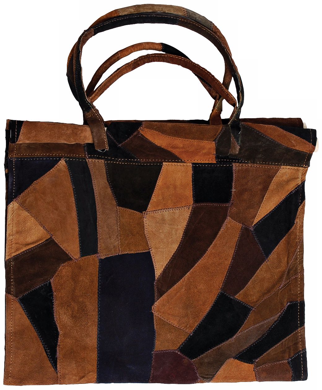 Patchwork Open End Leather Log Carrier