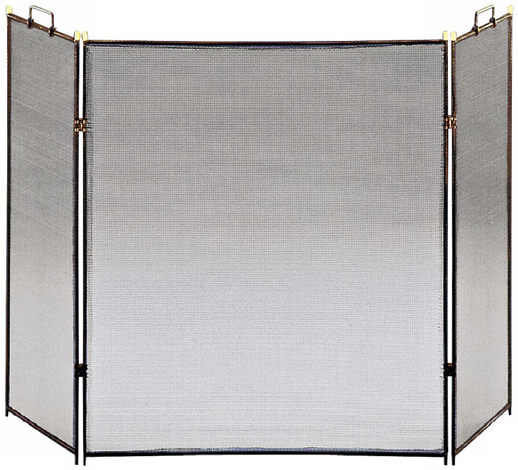 Three-Fold Black 30" High Flat Fireplace Screen