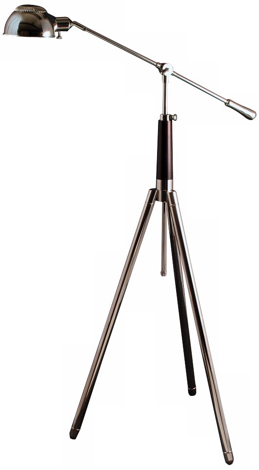 Palomar Tripod Nickel and Mahogany Pharmacy Floor Lamp