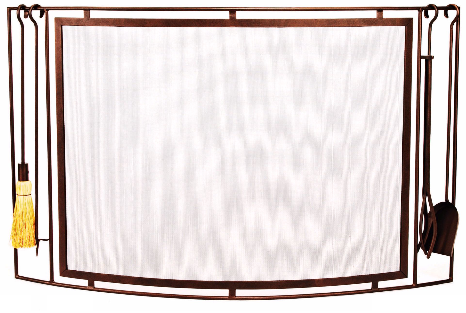 Town and Country 58" Wide Curved Fireplace Screen with Tools