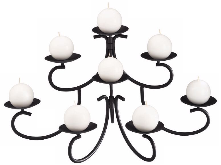 8-Candle 20" Wide Black Iron Candelabra