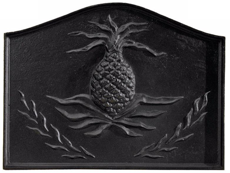 Pineapple Relief Fireplace Natural Cast Iron Fireback