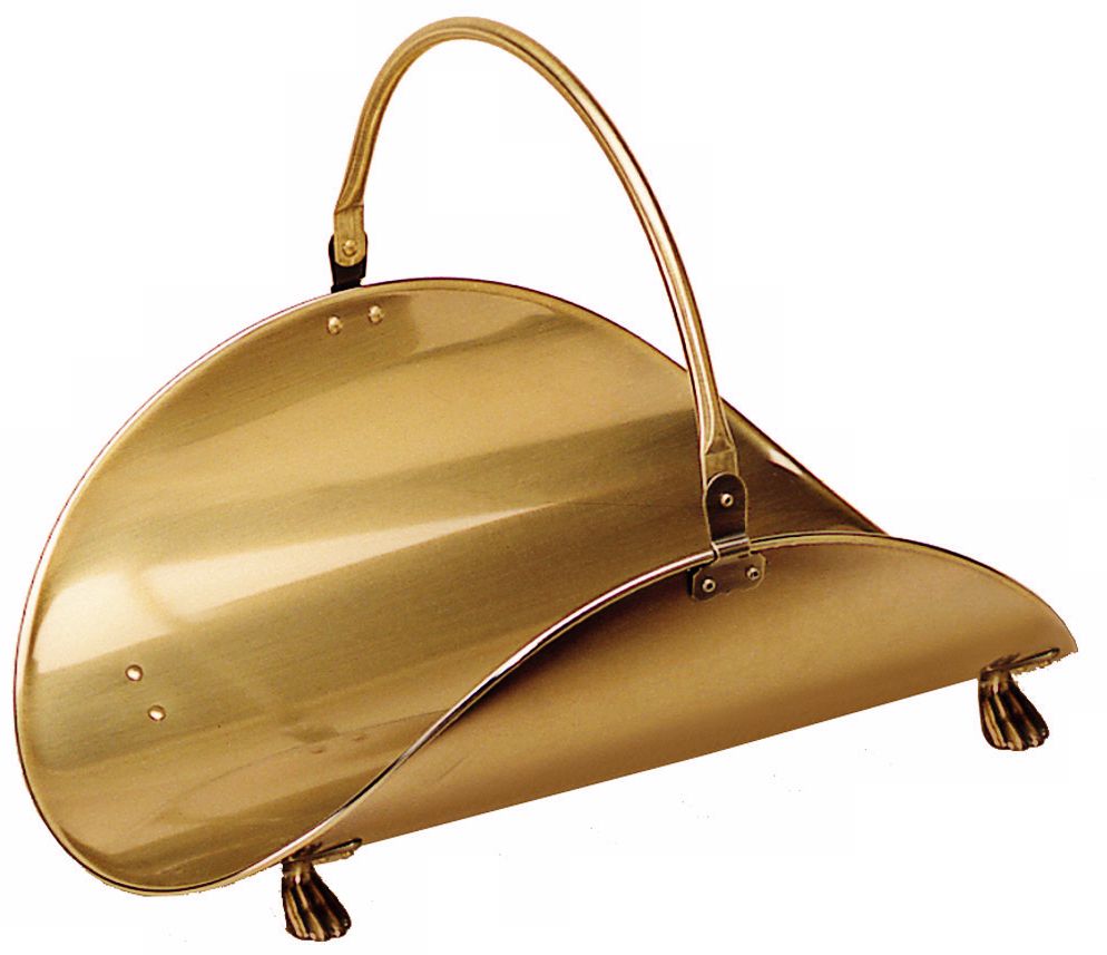 Antique Brass-Plated Fireplace Log Basket