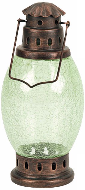 Celery Crackle Glass Antique Copper Lantern