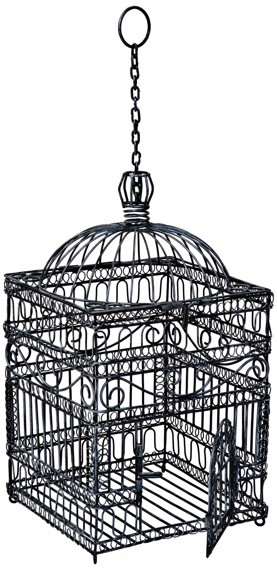 Steel Gray Powder Coated 22 1/2" High Victorian Bird Cage