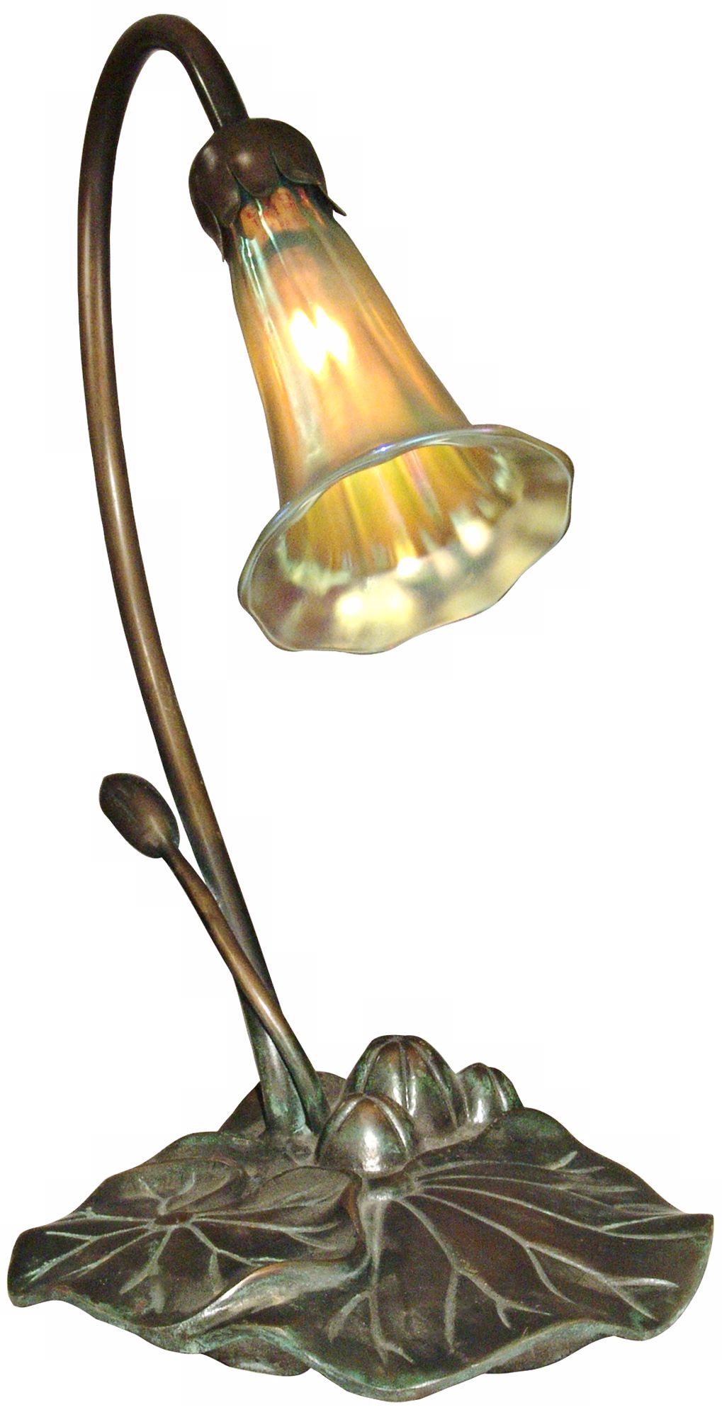 Gold Lily Luster Glass Dale Tiffany Accent Lamp
