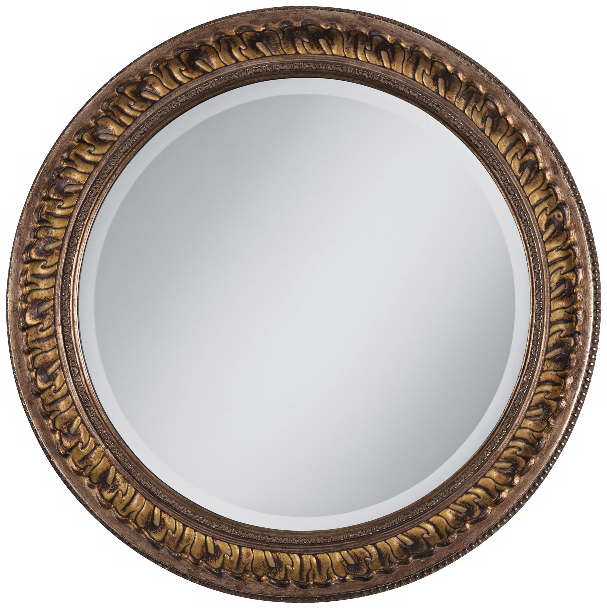 Gold Floral Relief 25 3/4" Wide Round Wall Mirror