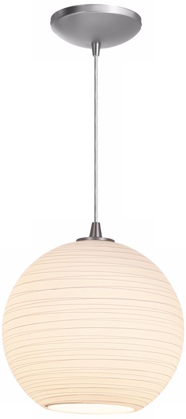Lantern Brushed Steel 12" Wide Lined Glass Pendant Light