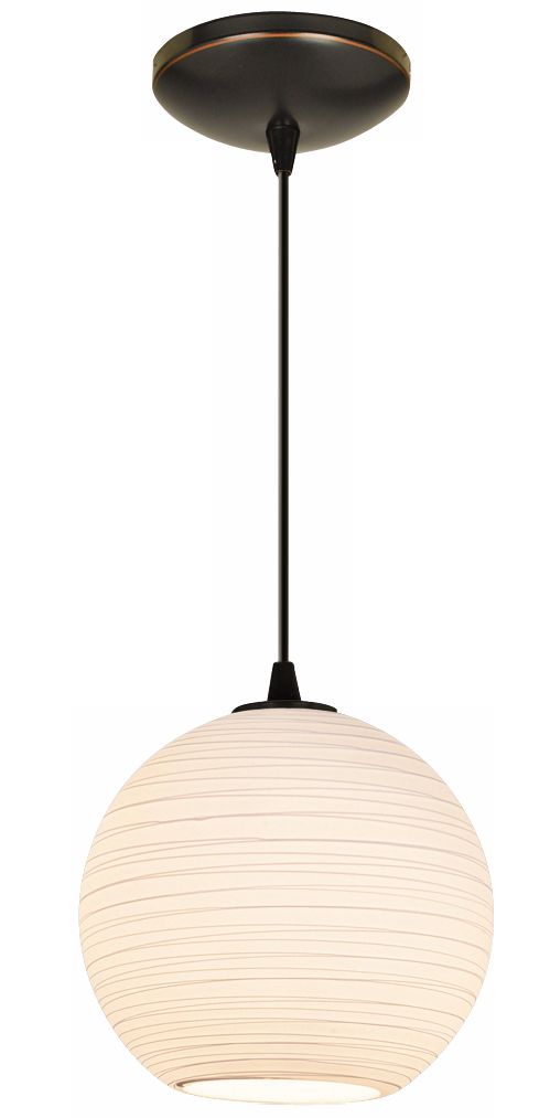 Lantern Rubbed Bronze 12" Wide Lined Glass Pendant Light