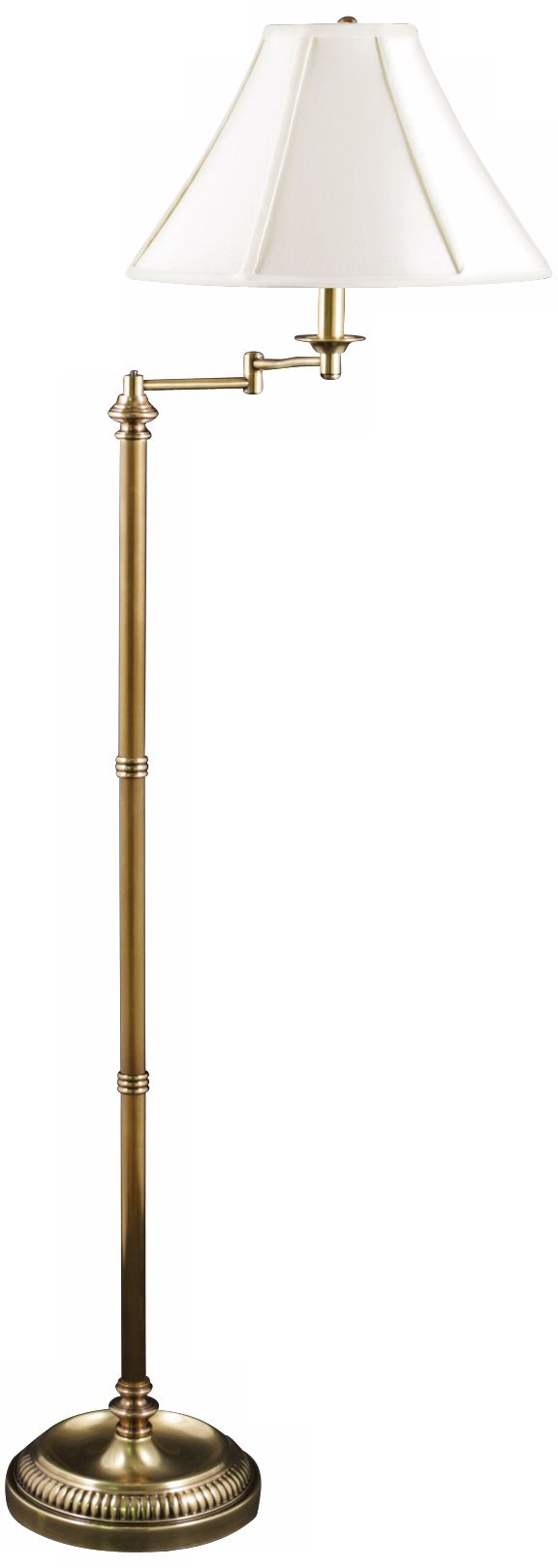 Jersey Brass Swing Arm Floor Lamp with Ivory Shade
