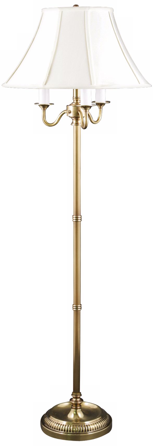 Jersey Polish Brass 4-Light Floor Lamp with Ivory Bell Shade