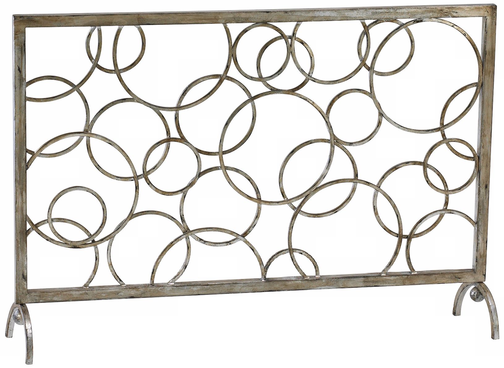 Circle Design 40" Wide Decorative Iron Fireplace Screen