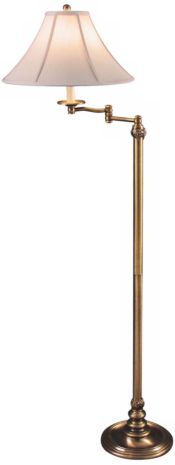 Jeanette Antique Brass Swing Arm Floor Lamp
