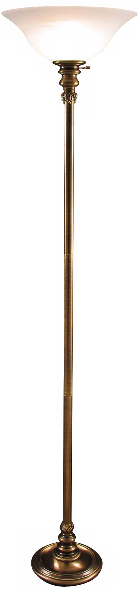 Jeanette Antique Brass Torchiere Floor Lamp