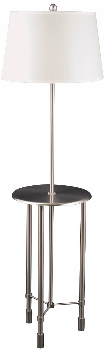 Poise Satin Nickel Tri-Leg Floor Lamp with Tray Table