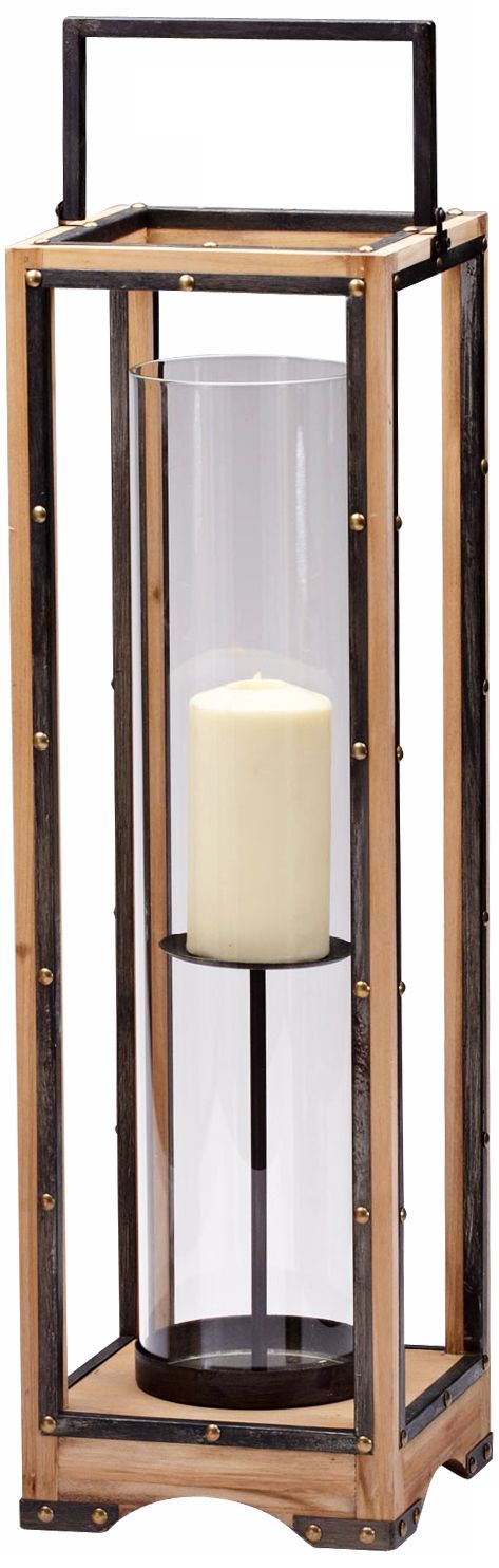 Large Ranger Iron and Natural Wood Candle Holder