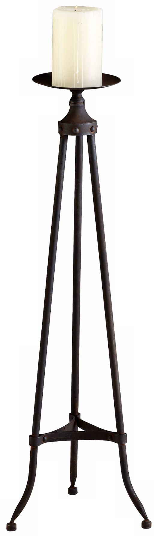 Large Milton Raw Steel Iron Finish Candlestick
