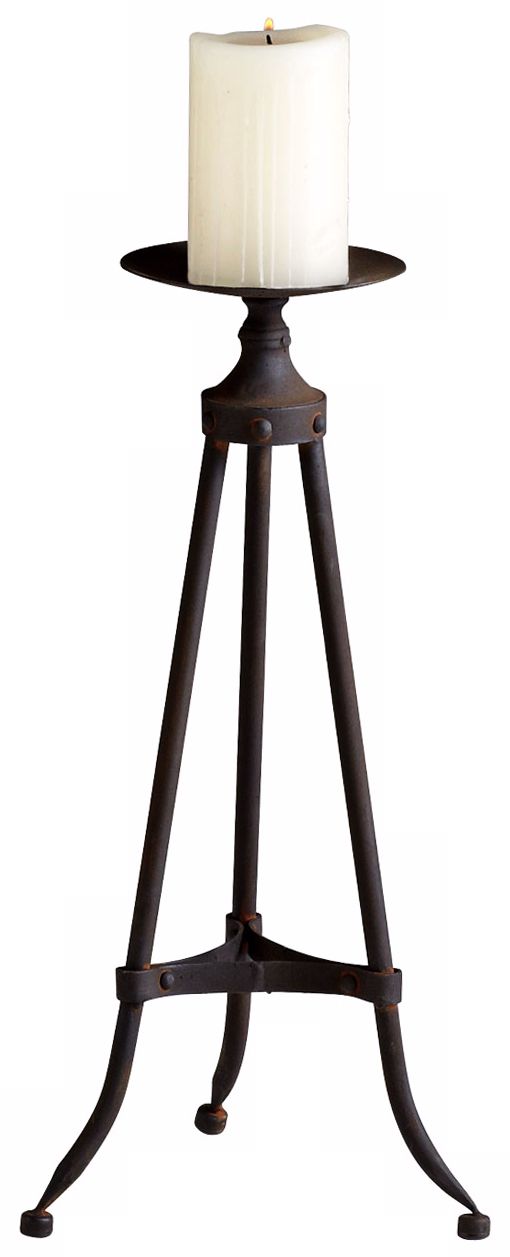 Small Milton Raw Steel Iron Finish Candlestick