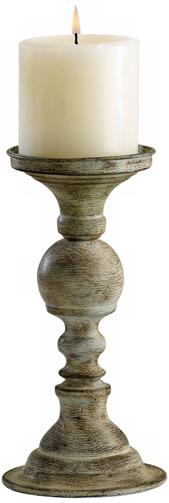 Medium Stewart Antique White 11 1/2" High Wood Candlestick