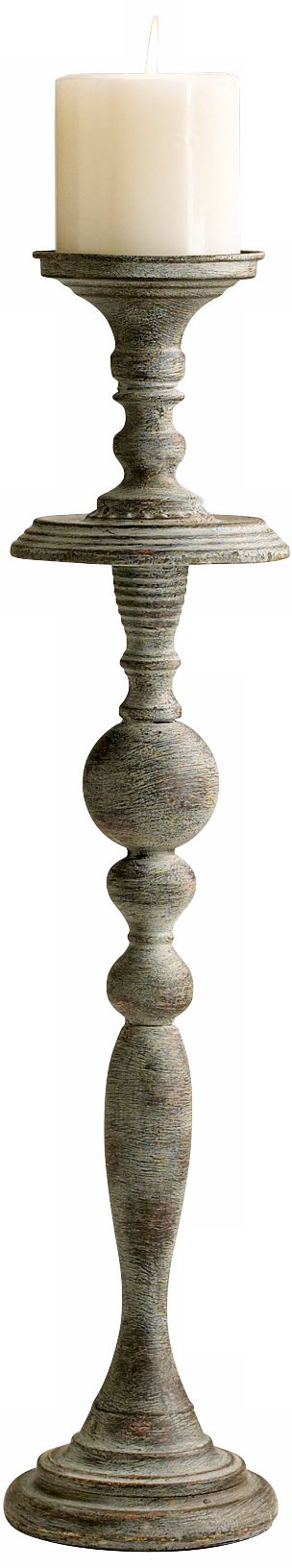 Large Bach Antique White 27" High Wood Candlestick