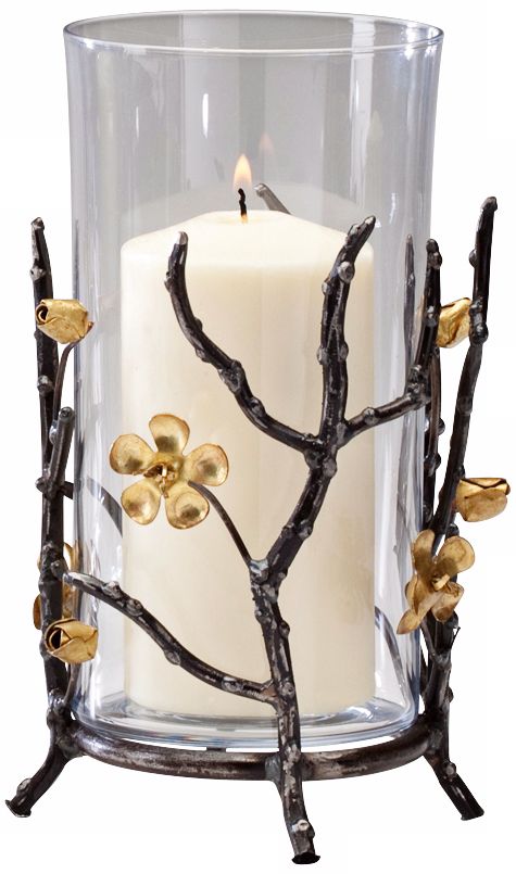 Small Botanica Raw Steel and Gold Candle Holder