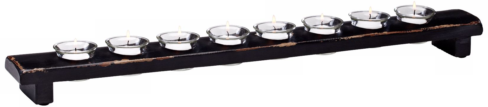 Georgia 27 3/4" Wide Glass and Wood Votive Candle Holder