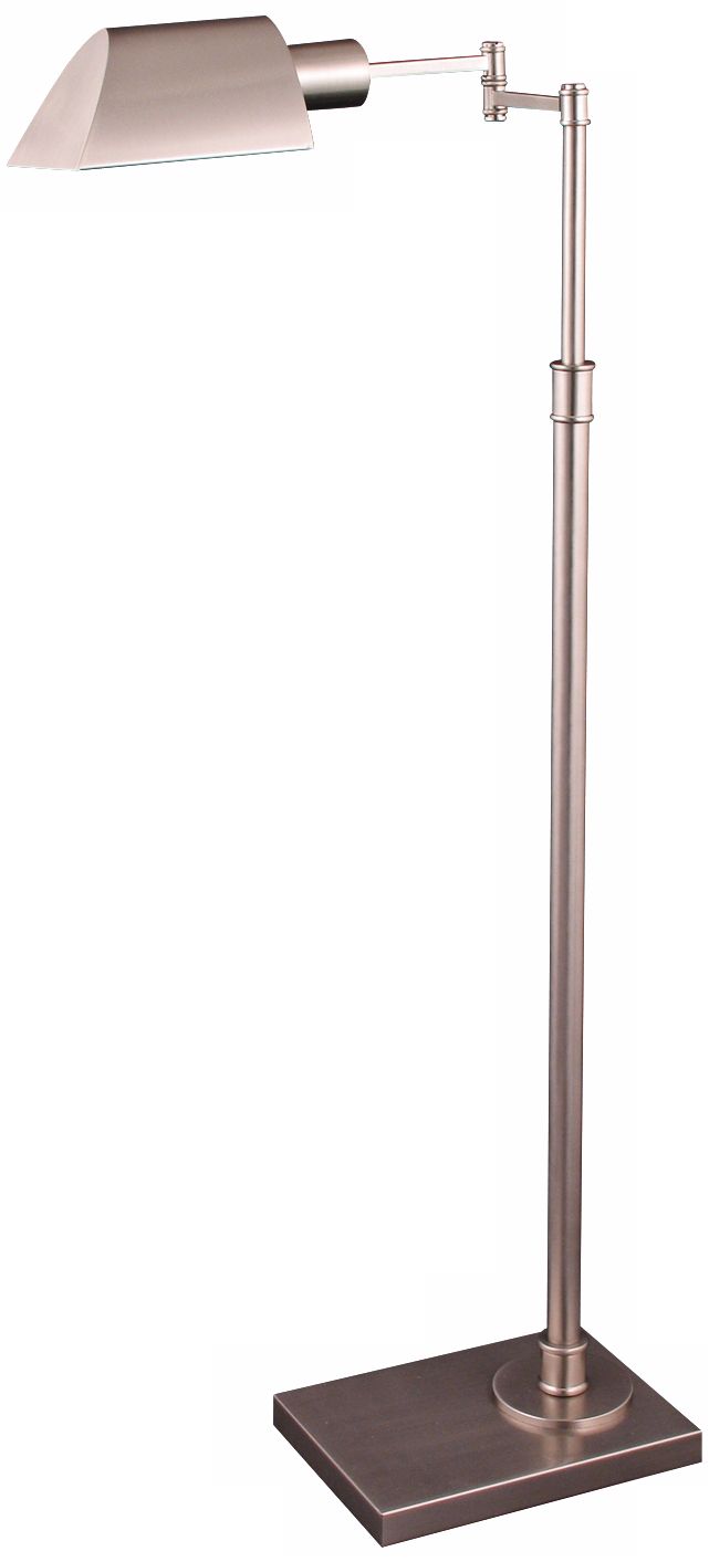 Orland Satin Nickel Adjustable Swing Arm Pharmacy Floor Lamp