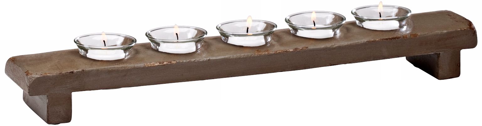 Southwestern 19" Wide Glass and Wood Votive Candle Holder