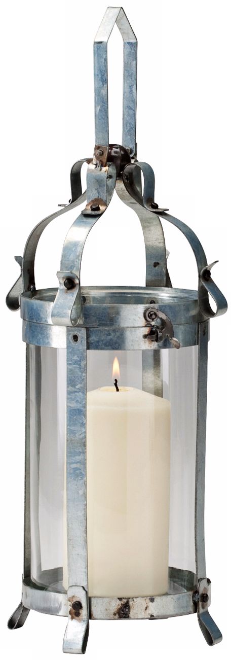 Brennan Rustic Iron and Glass 13" High Pillar Candle Holder