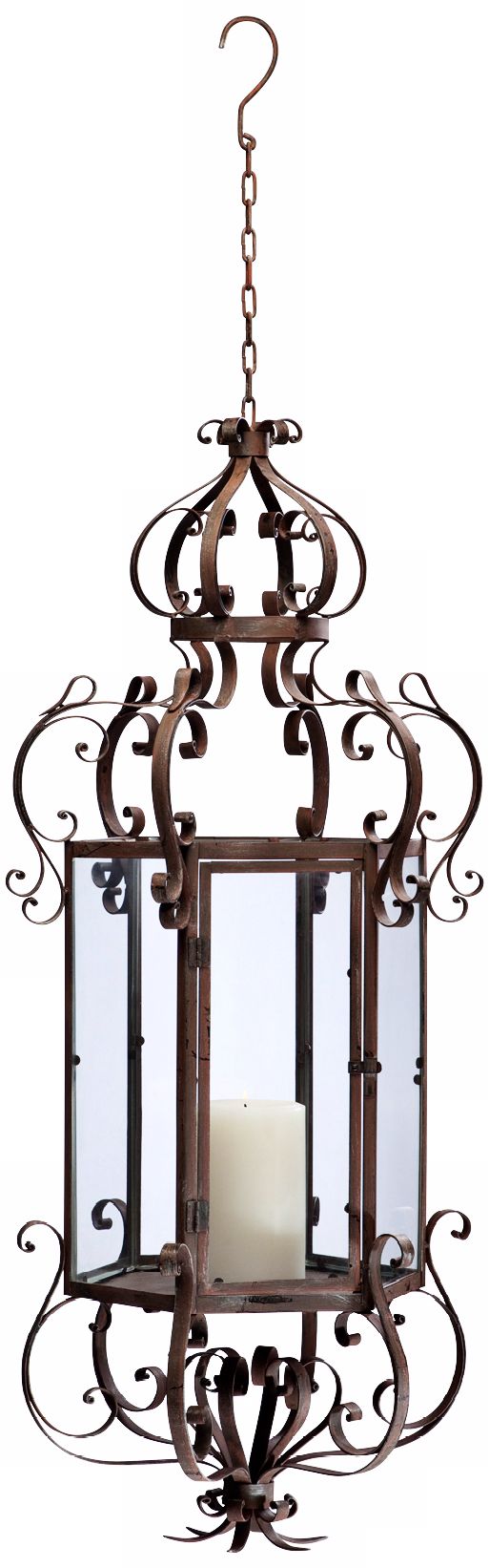 Casbah 40" High Iron and Glass Hanging Candle Holder