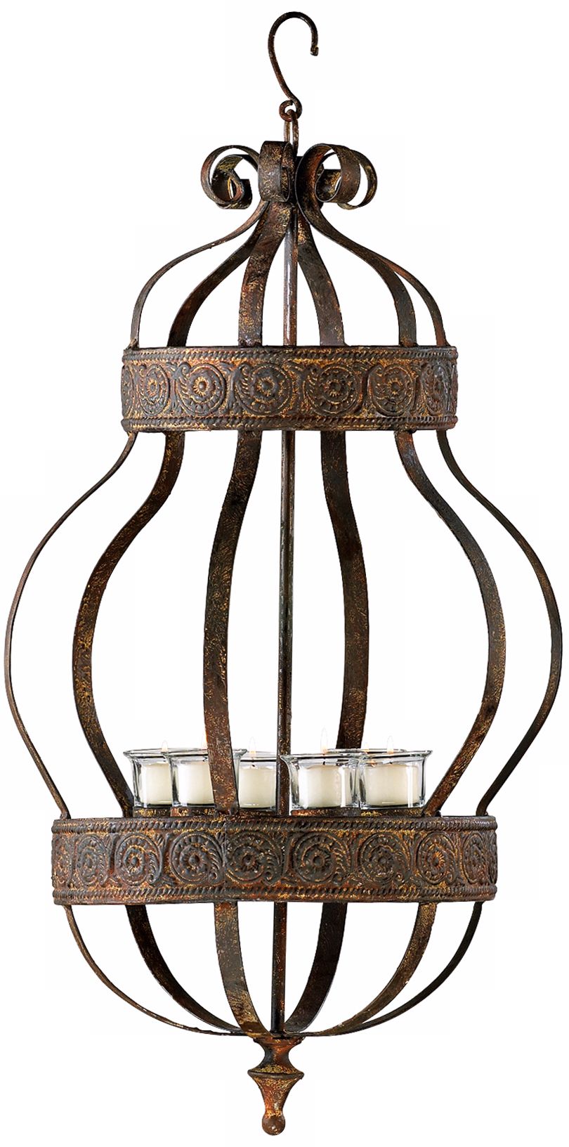 Saint James Iron and Glass Votive Candle Chandelier