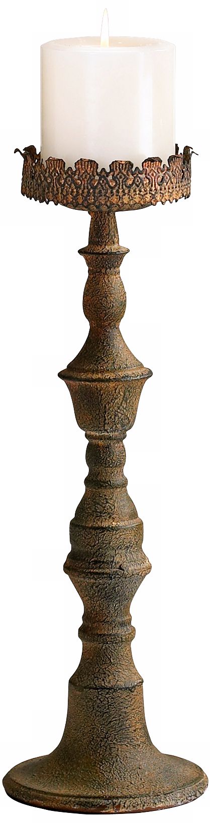 Small Alexa 19 1/2" High Iron and Wood Candlestick