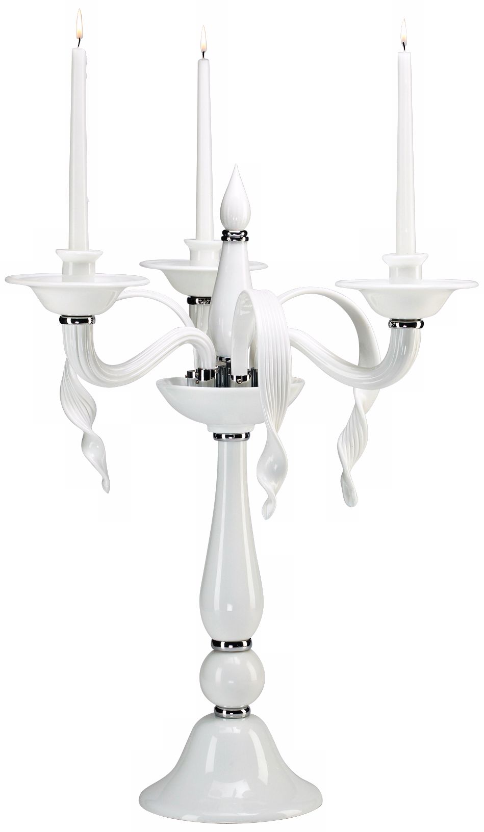 White Glass Table Taper Candle Candelabra