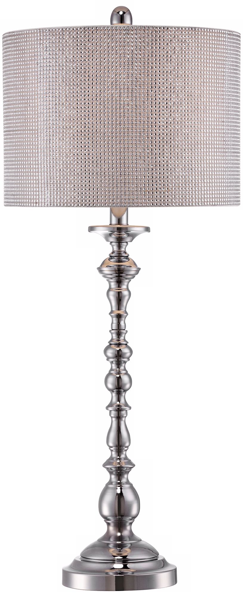 Stacked Sphere Chrome Buffet Lamp with Faux Diamond Shade