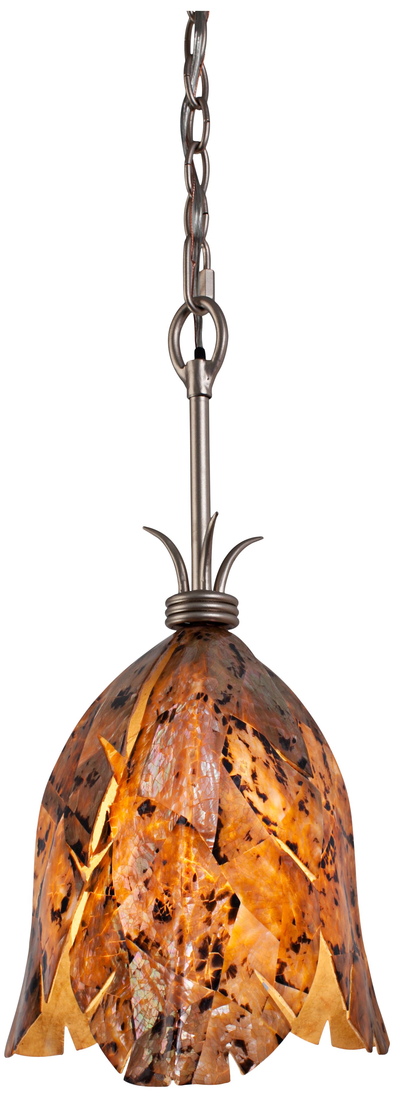 Varaluz Chocolate Tiger Shell Banana Leaf Mini Pendant Light